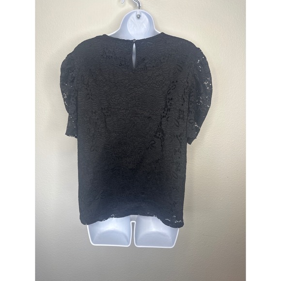 Adrianna Papell Black Lace Pleat Sleeve Top Women's XL Elegant - Picture 3 of 7